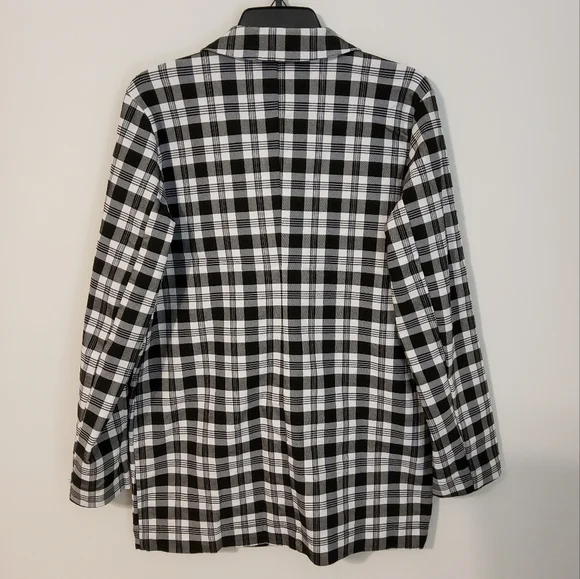 Rue 21 Plaid Print Black And White Long Sleeve Blazer Jacket Size M - Picture 4 of 9